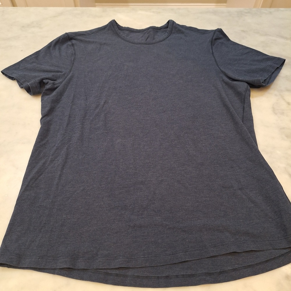 Lululemon T-Shirt Mens Med Blue Heathered Shortsleeve Athletic Gym Tee No sz tag